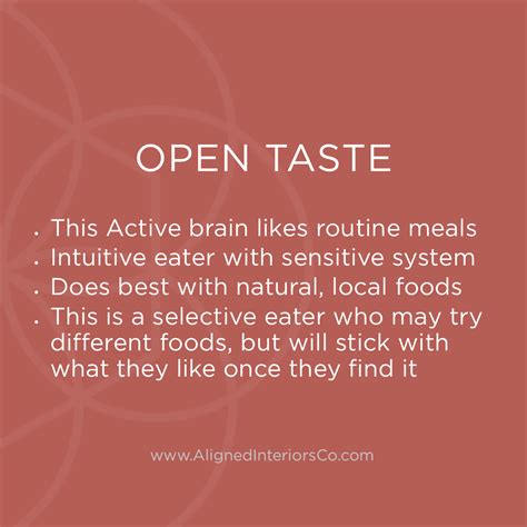 Your strongest sense is the way you interact with the world and draw in important information. . Digestion human design open taste